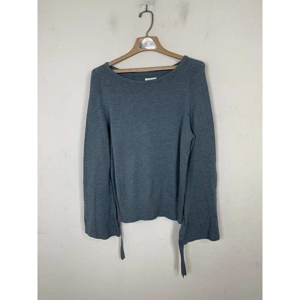 Sundance Women Sweater Medium Fairy‎ Bows Feminine Supima Old Money Wool Blue